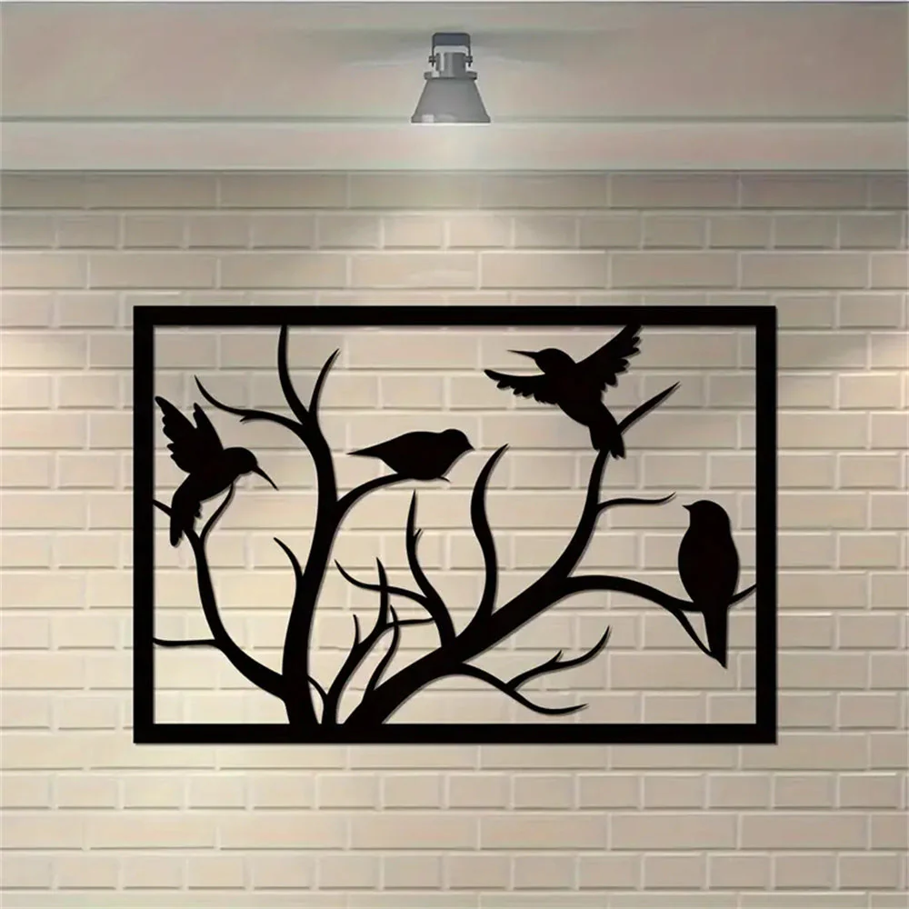 Oiseau Debout sur Branche Art Mur en Métal - Image 7