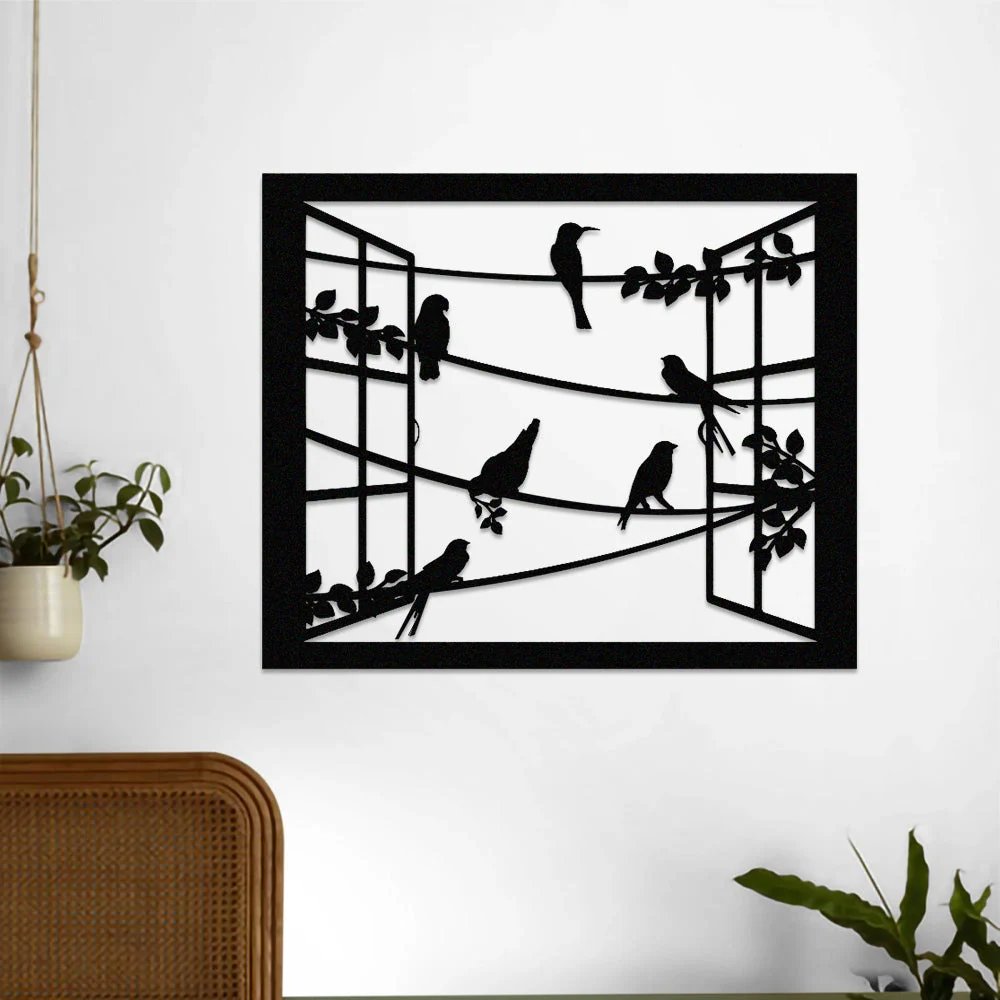 Oiseau Fenêtre Métal Décoratif Mural