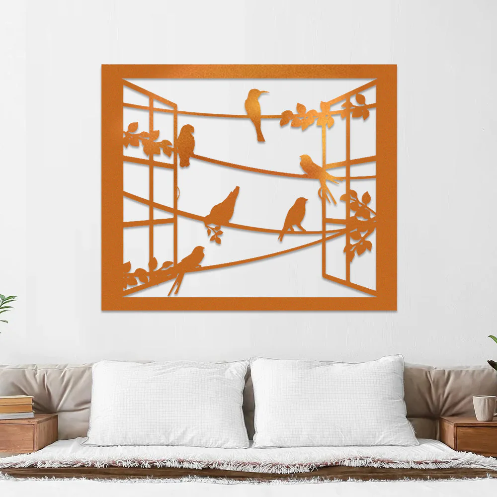 Oiseau Fenêtre Métal Décoratif Mural - Image 5