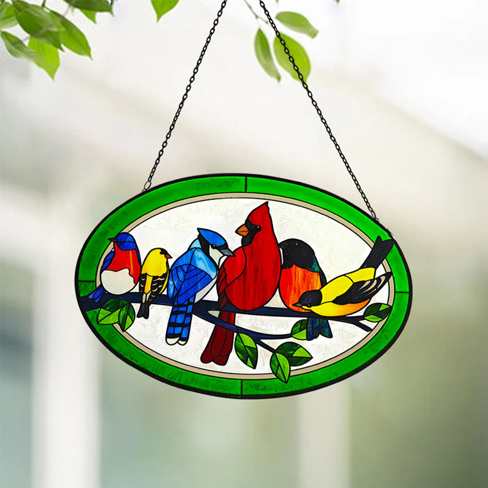 Oiseaux Attrape-Soleil Décoratif en Vitrail à Suspendre - Image 2