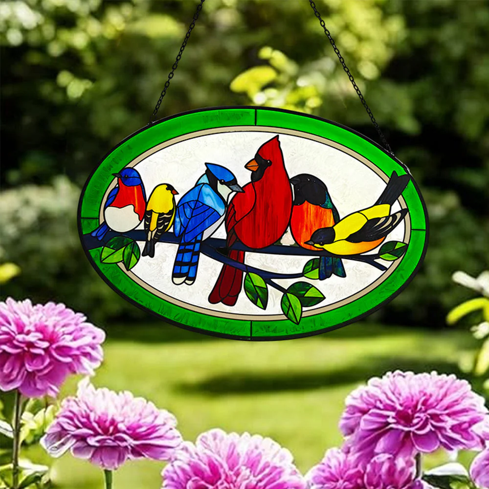 Oiseaux Attrape-Soleil Décoratif en Vitrail à Suspendre - Image 3