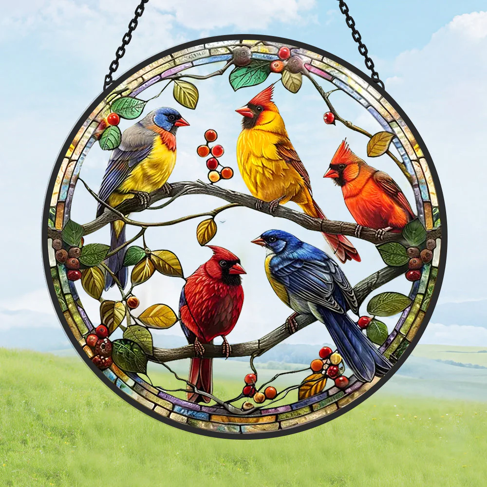 Oiseaux Attrape-Soleil Décoratif en Vitrail à Suspendre - Image 2