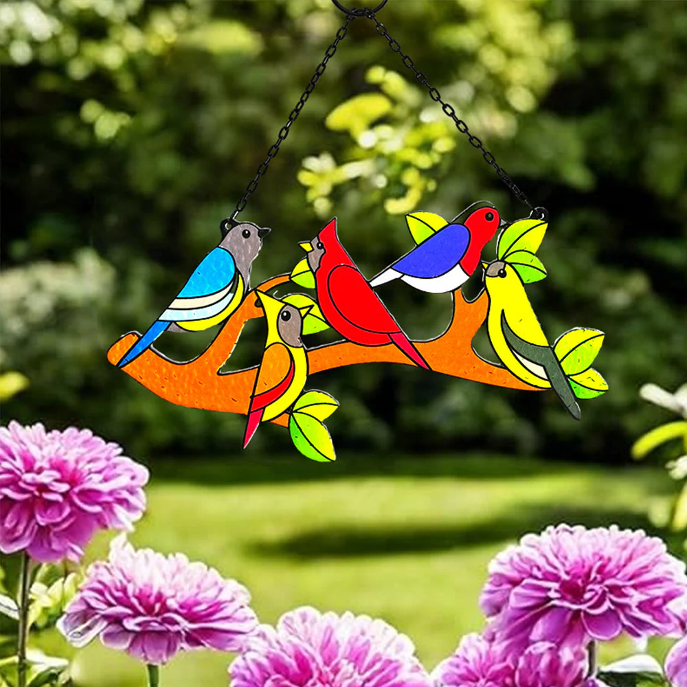 Oiseaux Attrape-Soleil Décoratif en Vitrail à Suspendre - Image 3
