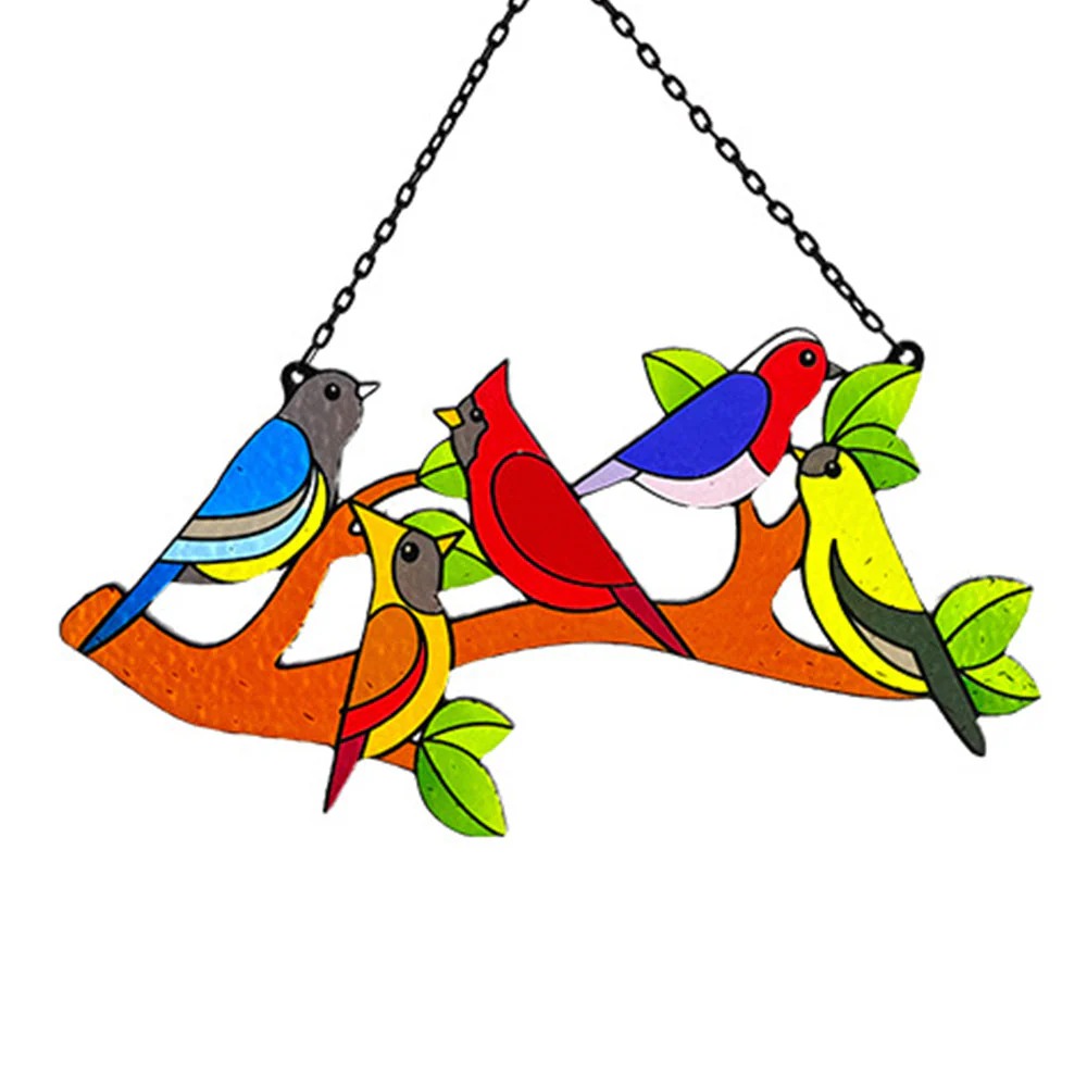 Oiseaux Attrape-Soleil Décoratif en Vitrail à Suspendre - Image 4