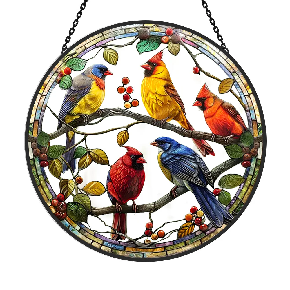 Oiseaux Attrape-Soleil Décoratif en Vitrail à Suspendre - Image 3
