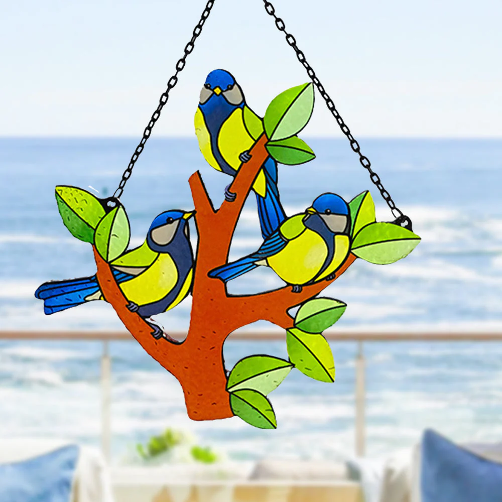 Oiseaux Attrape-Soleil Décoratif en Vitrail à Suspendre - Image 3