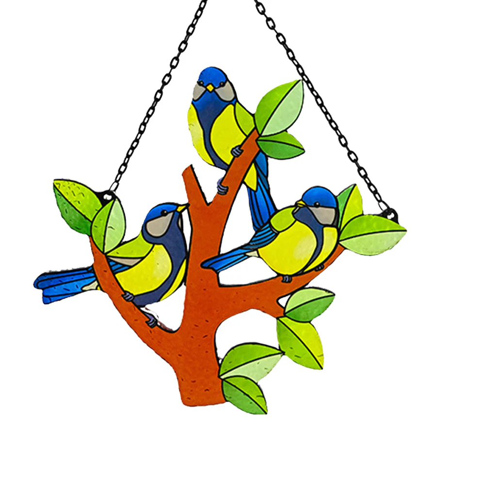 Oiseaux Attrape-Soleil Décoratif en Vitrail à Suspendre - Image 4