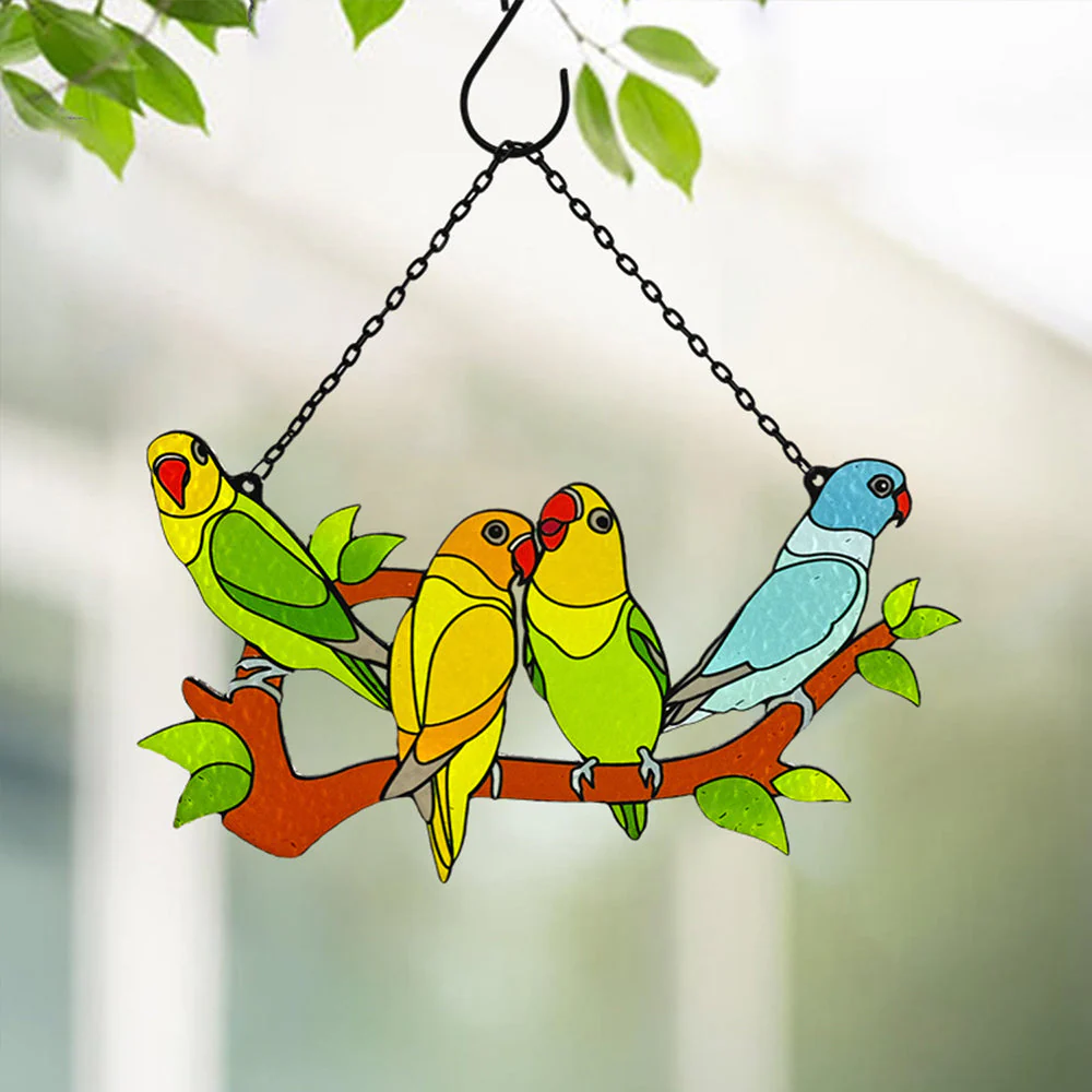 Oiseaux Attrape-Soleil Décoratif en Vitrail à Suspendre - Image 2