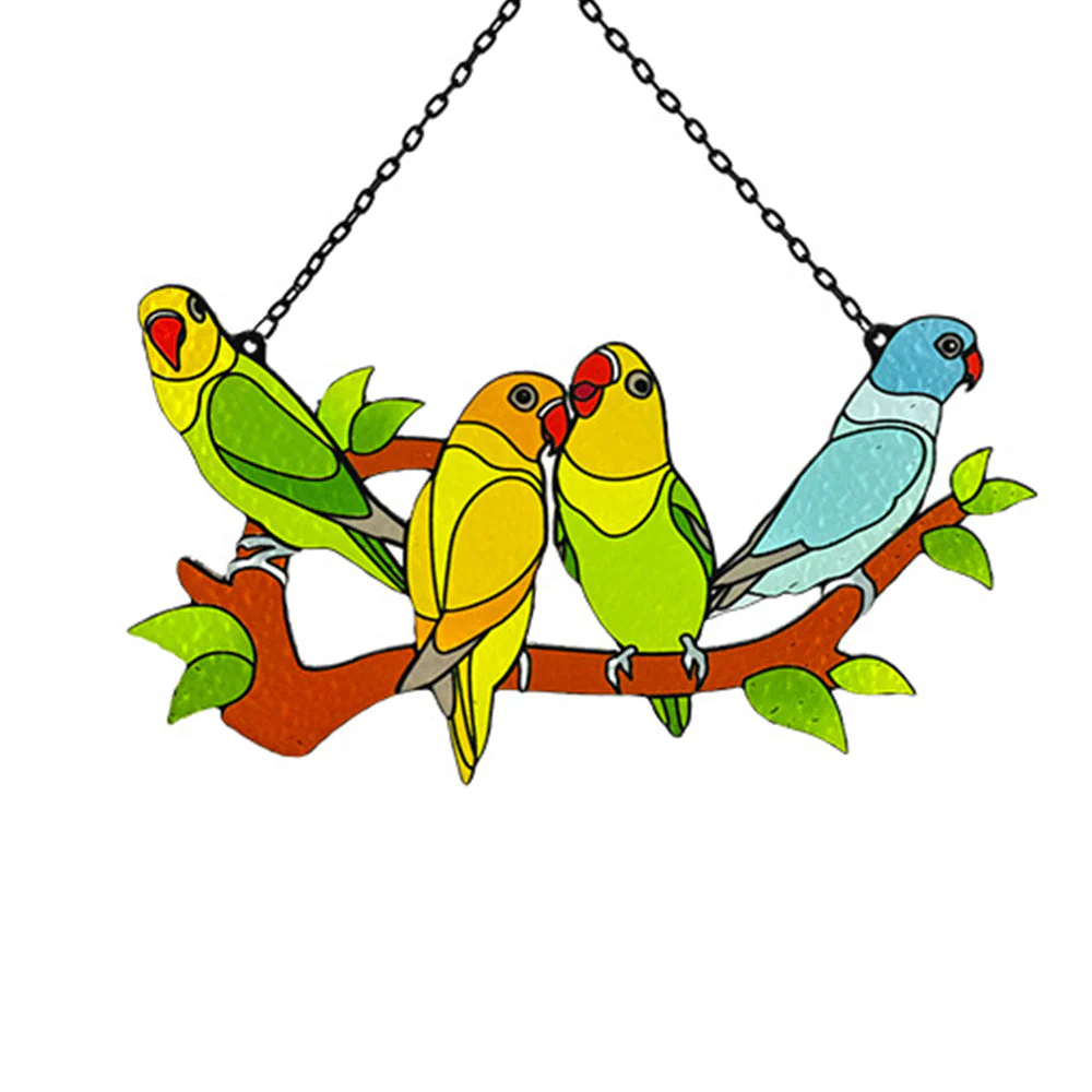 Oiseaux Attrape-Soleil Décoratif en Vitrail à Suspendre - Image 4