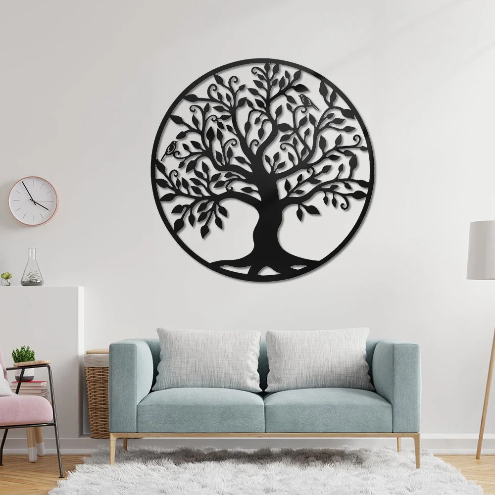 Oiseaux et Arbre de la Vie Art Mural en Métal - Image 5