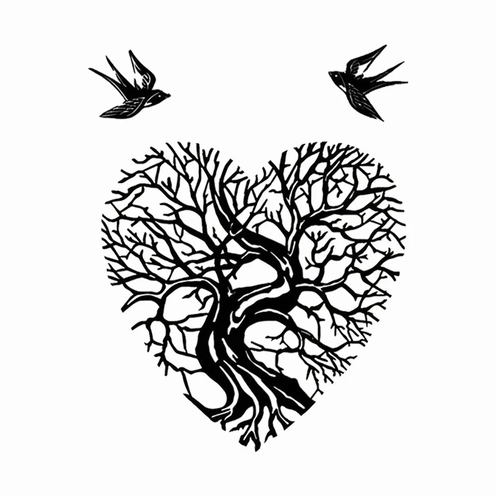 Oiseaux et Arbre de la Vie en Forme de Cœur Art Mural en Métal - Image 6