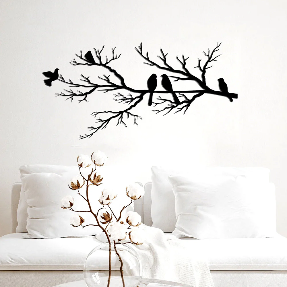 Oiseaux sur une Branche Plaque de Jardin Métal Décoratif Mural - Image 3
