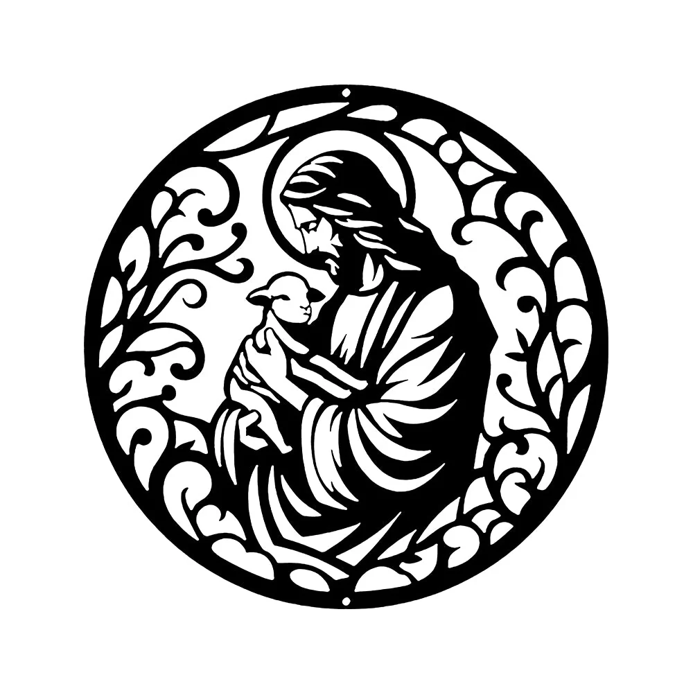 Pâques Jésus et l'Agneau Perdu Plaque en Métal Décoratif Mural - Image 7