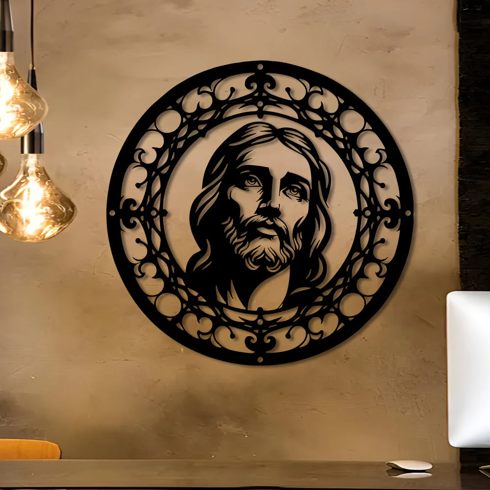 Pâques Portrait de Jésus-Christ Plaque en Métal Décoratif Mural