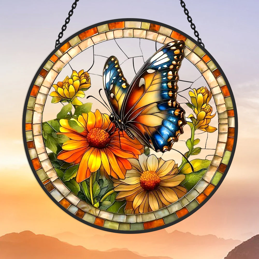 Papillon Attrape-Soleil Décoratif en Vitrail à Suspendre - Image 2