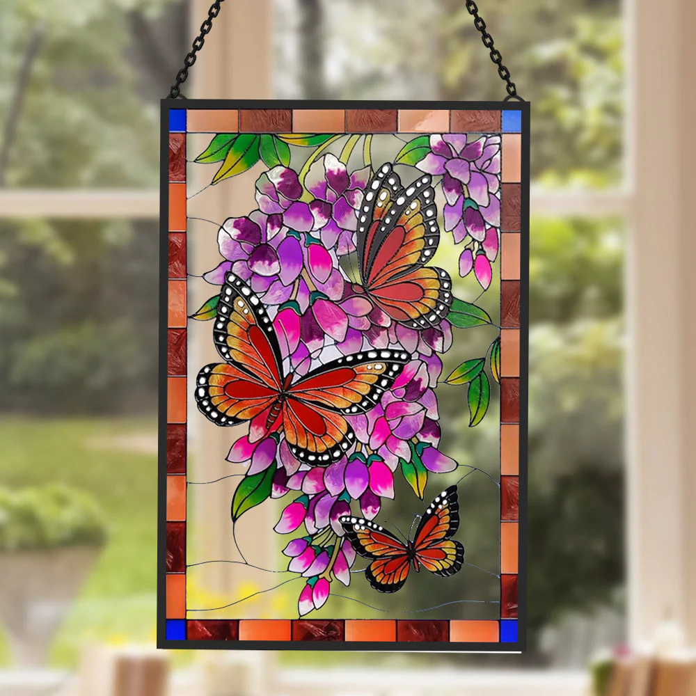 Papillon Attrape-Soleil Décoratif en Vitrail à Suspendre - Image 2