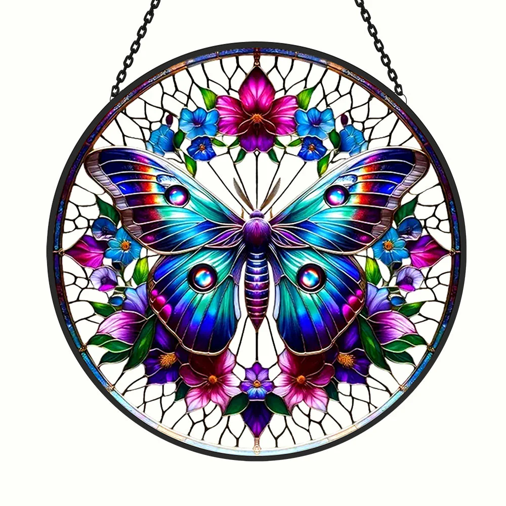 Papillon Fantaisiste Attrape-Soleil Décoratif en Vitrail à Suspendre - Image 3