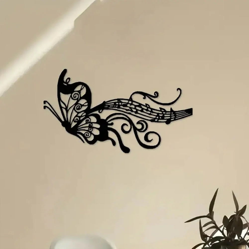 Papillon Partition de Musique Plaque en Métal Décoratif Mural