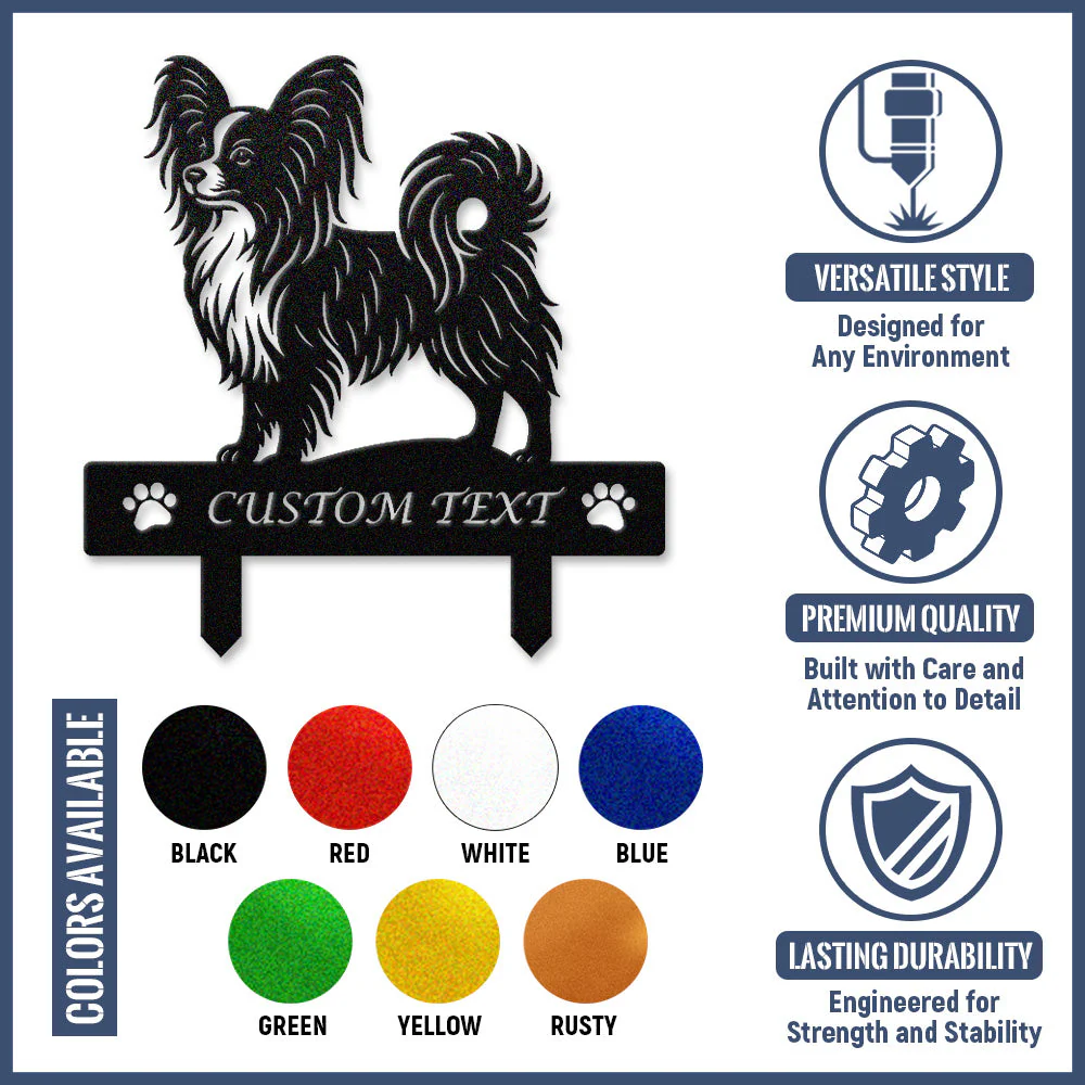 Papillon Silhouette de Chien Personnalisée Piquet de Jardin en Métal - Image 10