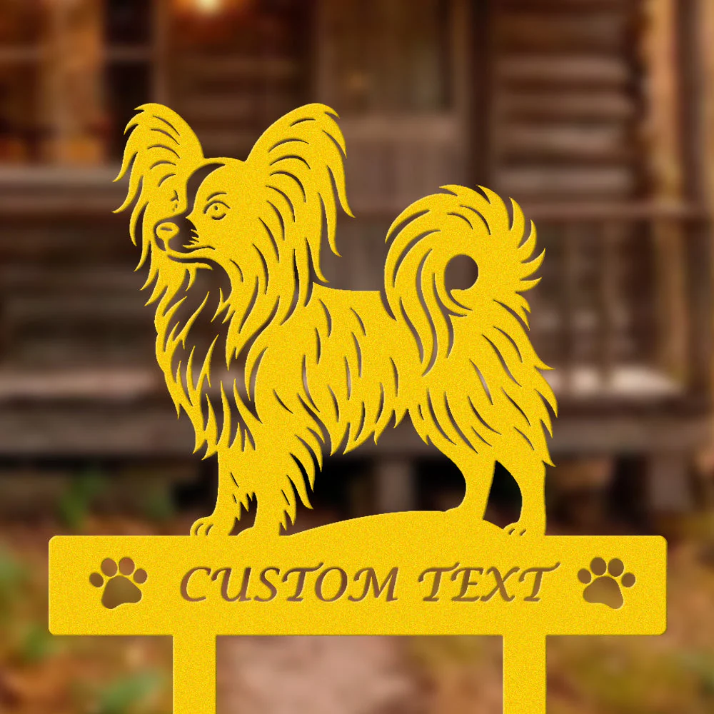 Papillon Silhouette de Chien Personnalisée Piquet de Jardin en Métal - Image 7
