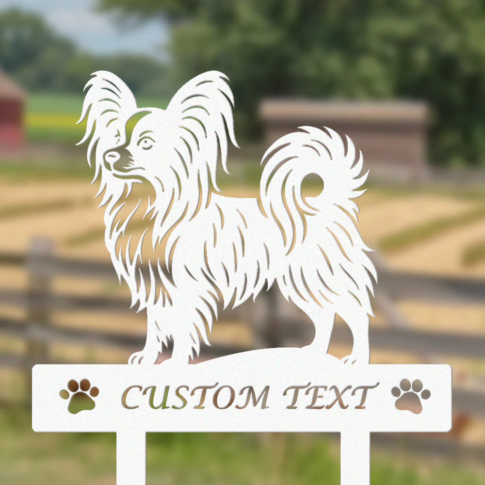 Papillon Silhouette de Chien Personnalisée Piquet de Jardin en Métal - Image 8