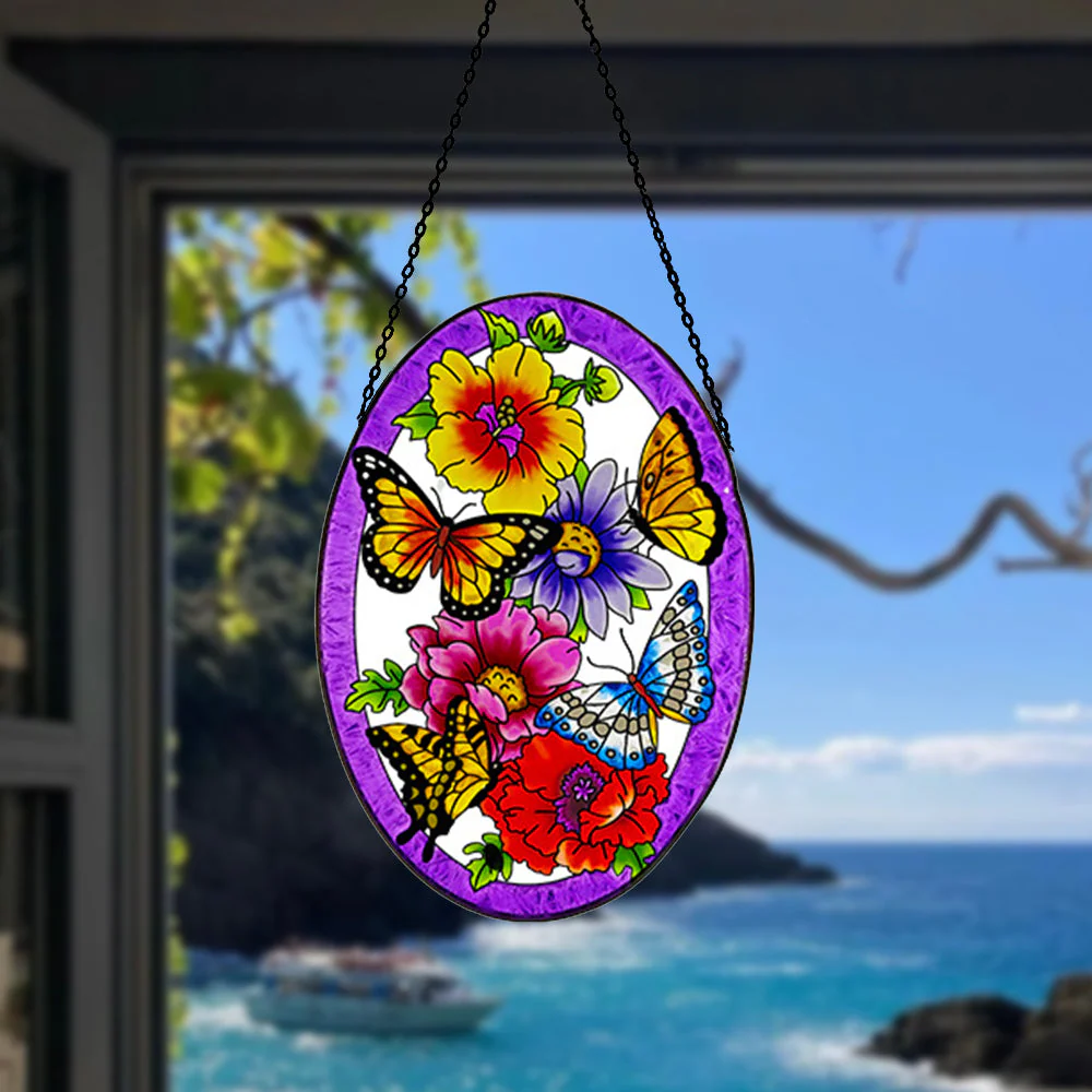 Papillons Attrape-Soleil Décoratif en Vitrail à Suspendre - Image 2