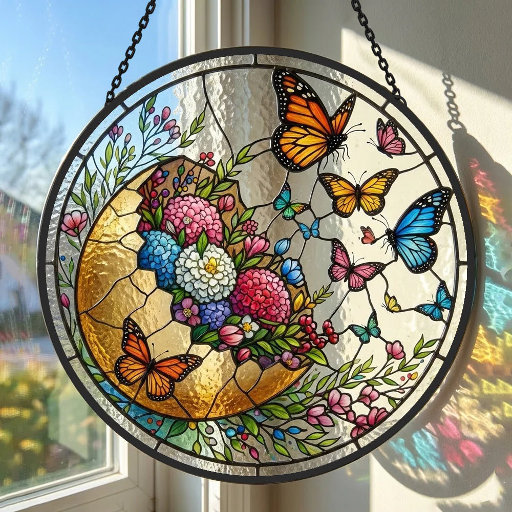 Papillons de PĂąques Attrape-Soleil en Vitrail - DĂ©coration Suspendue pour FenĂȘtre