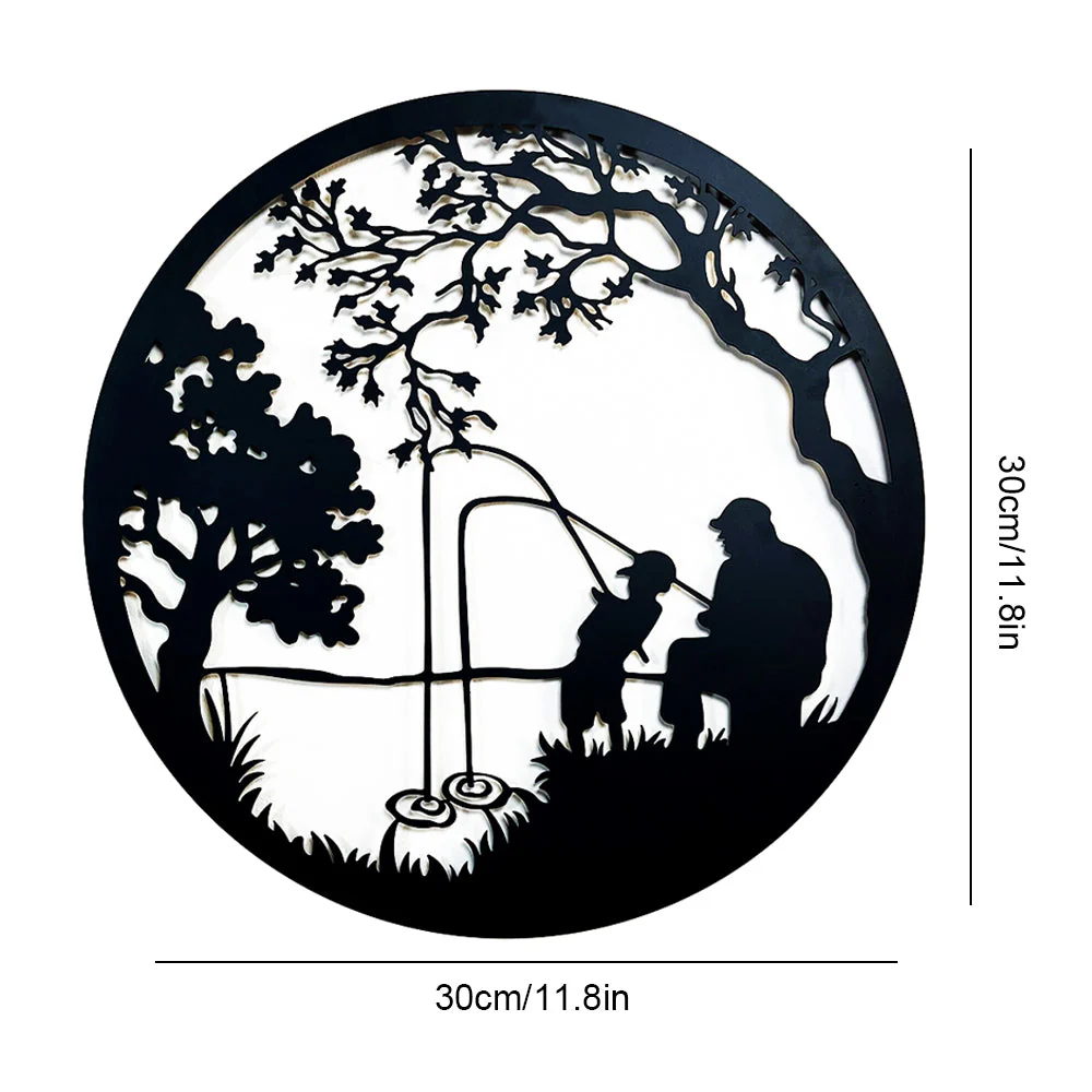 Père et Fils Pêchant Arbre de la Vie Métal Décoratif Mural - Image 8