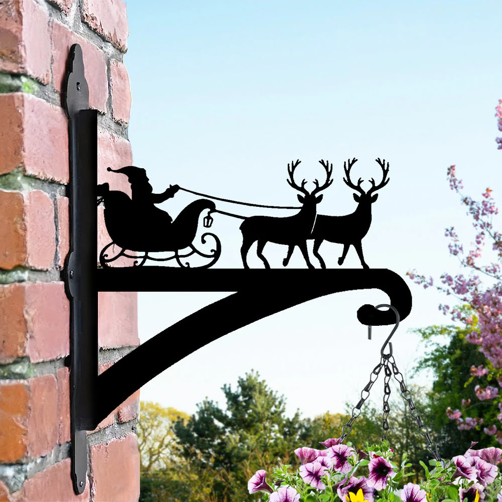 Père Noël et Renne Support de Plantes à Suspendre Métallique - Image 2