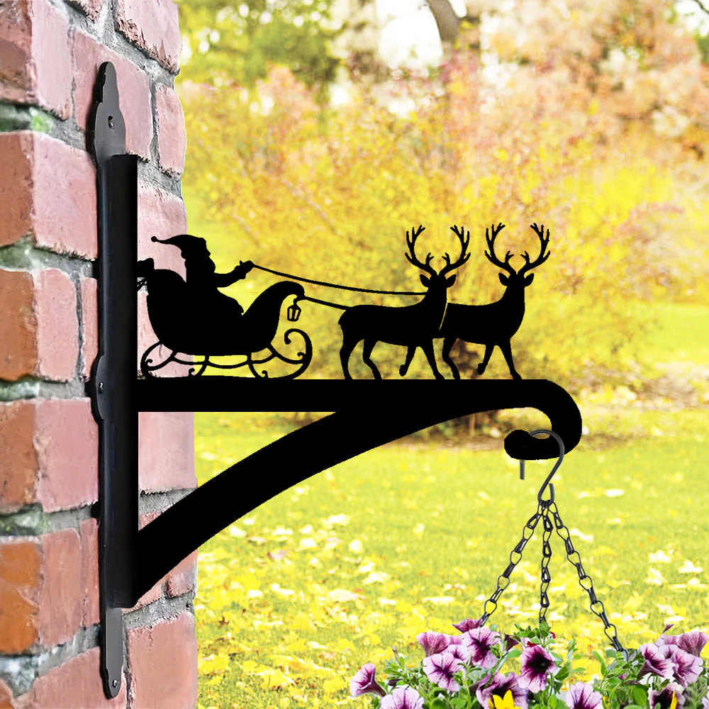 Père Noël et Renne Support de Plantes à Suspendre Métallique - Image 4