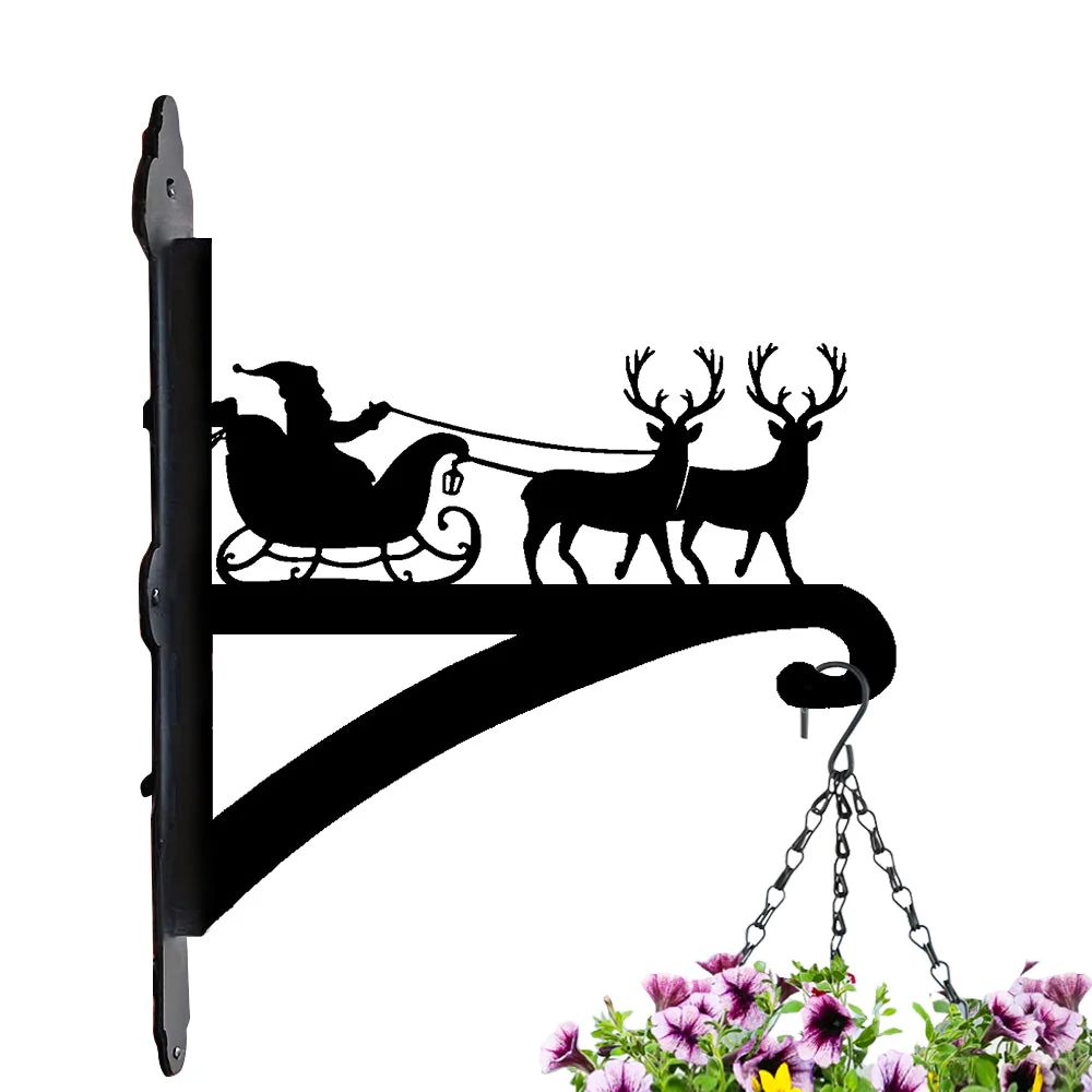 Père Noël et Renne Support de Plantes à Suspendre Métallique - Image 9