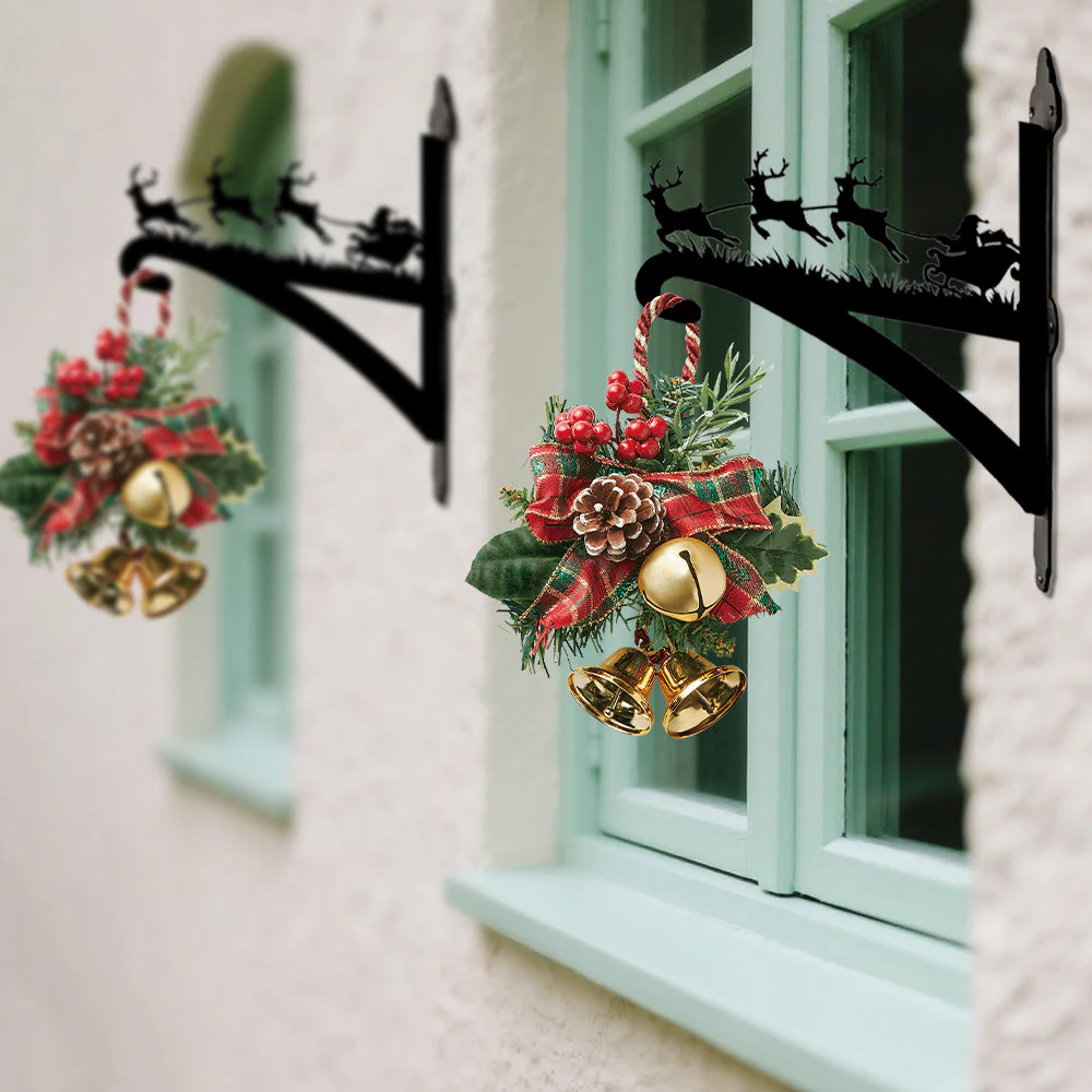 Père Noël et Renne Support de Plantes à Suspendre Métallique - Image 2
