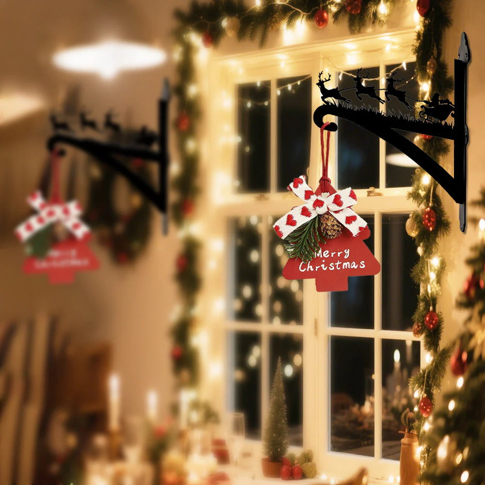 Père Noël et Renne Support de Plantes à Suspendre Métallique - Image 3