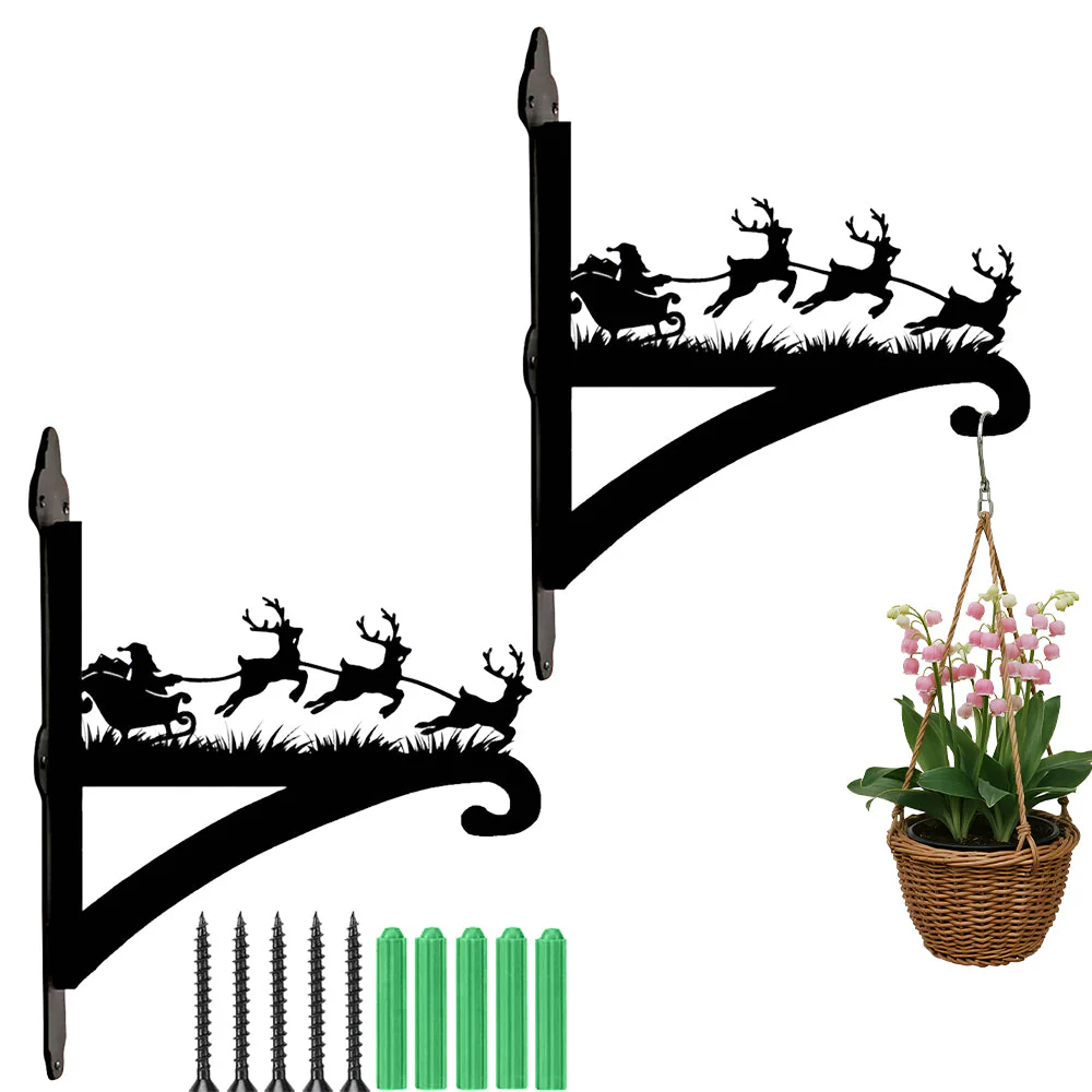 Père Noël et Renne Support de Plantes à Suspendre Métallique - Image 8