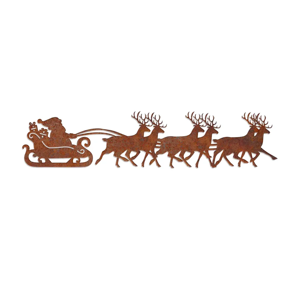 Père Noël et Rennes Noël Plaque en Métal Décoratif Mural - Image 5