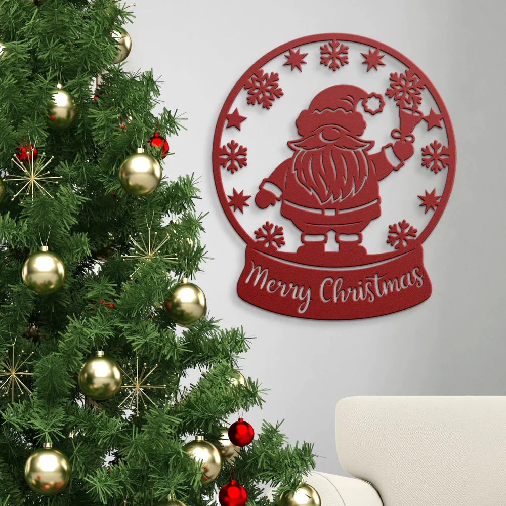 Père Noël Joyeux Noël Plaque en Métal Décoratif Mural