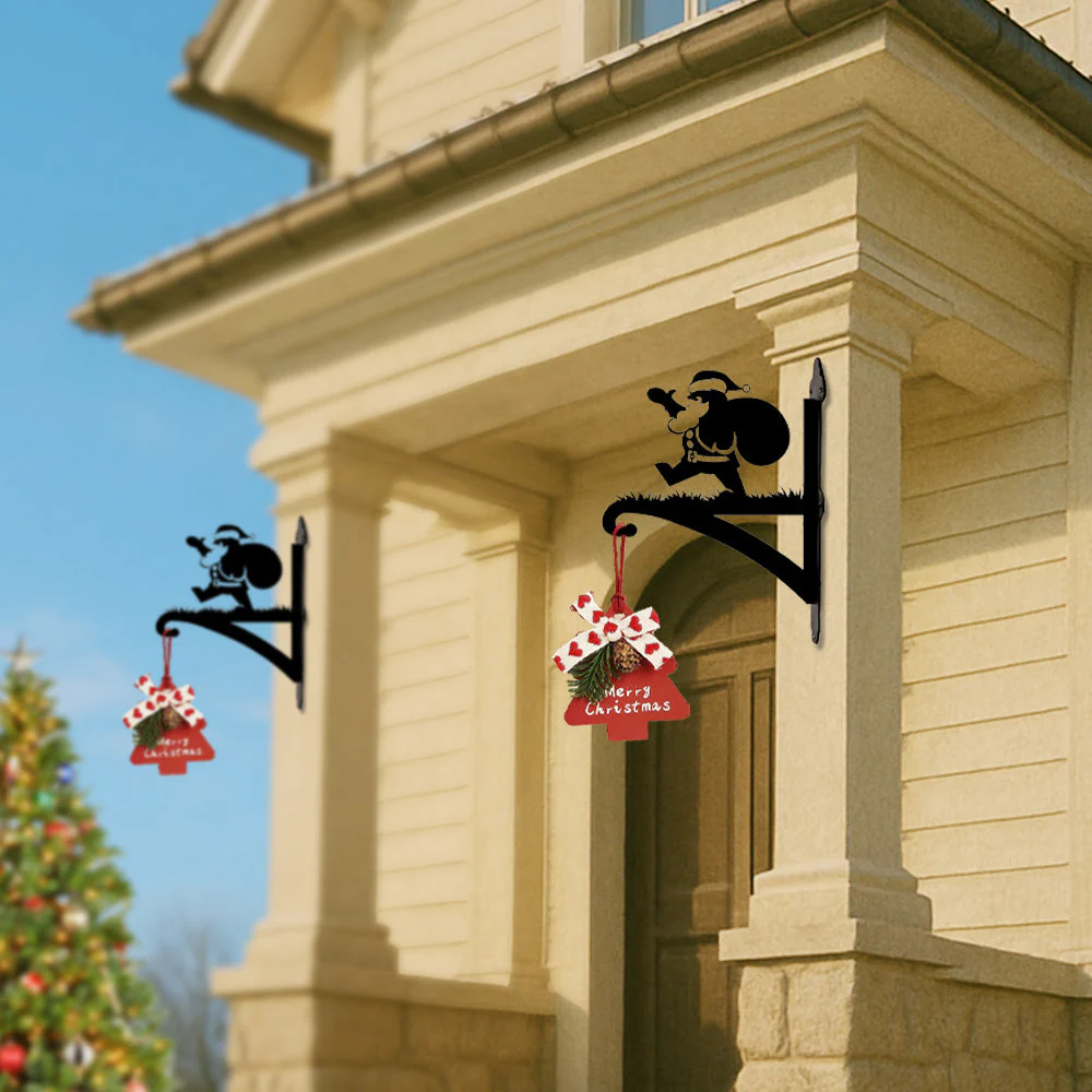 Père Noël Offrant des Cadeaux Support de Plantes à Suspendre Métallique - Image 2