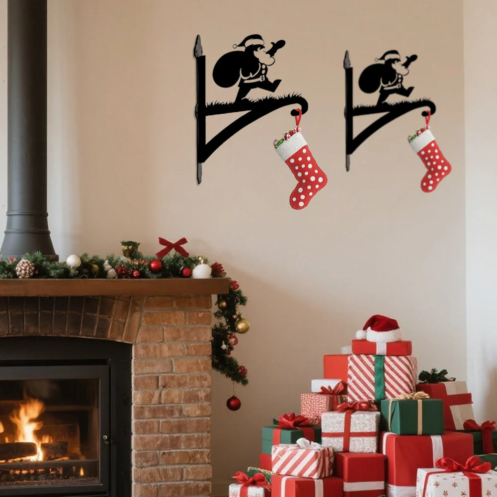Père Noël Offrant des Cadeaux Support de Plantes à Suspendre Métallique - Image 3