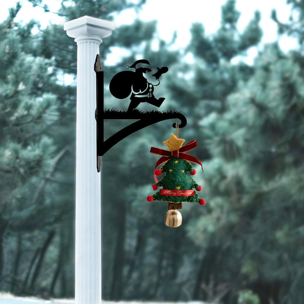 Père Noël Offrant des Cadeaux Support de Plantes à Suspendre Métallique - Image 4