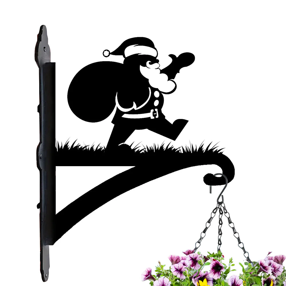 Père Noël Offrant des Cadeaux Support de Plantes à Suspendre Métallique - Image 8
