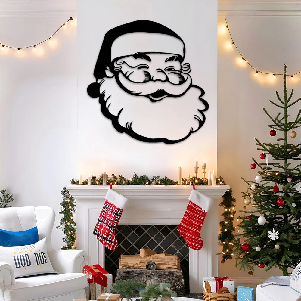 PÚre Noël Plaque en Métal Décoratif Mural