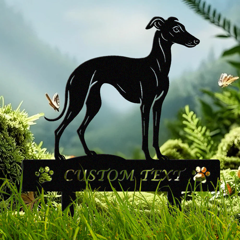 Petit Lévrier Italien Silhouette de Chien Personnalisée Piquet de Jardin en Métal