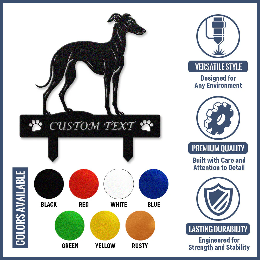 Petit Lévrier Italien Silhouette de Chien Personnalisée Piquet de Jardin en Métal - Image 10
