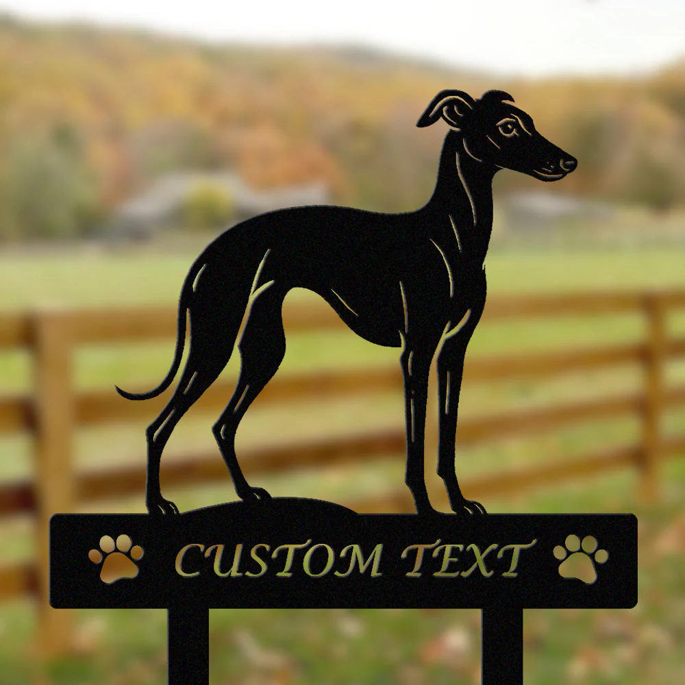 Petit Lévrier Italien Silhouette de Chien Personnalisée Piquet de Jardin en Métal - Image 2