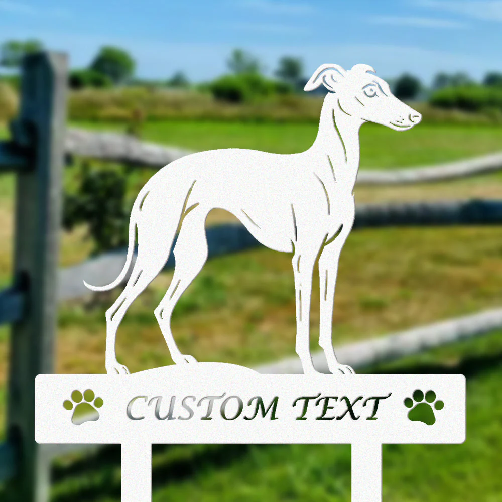 Petit Lévrier Italien Silhouette de Chien Personnalisée Piquet de Jardin en Métal - Image 8