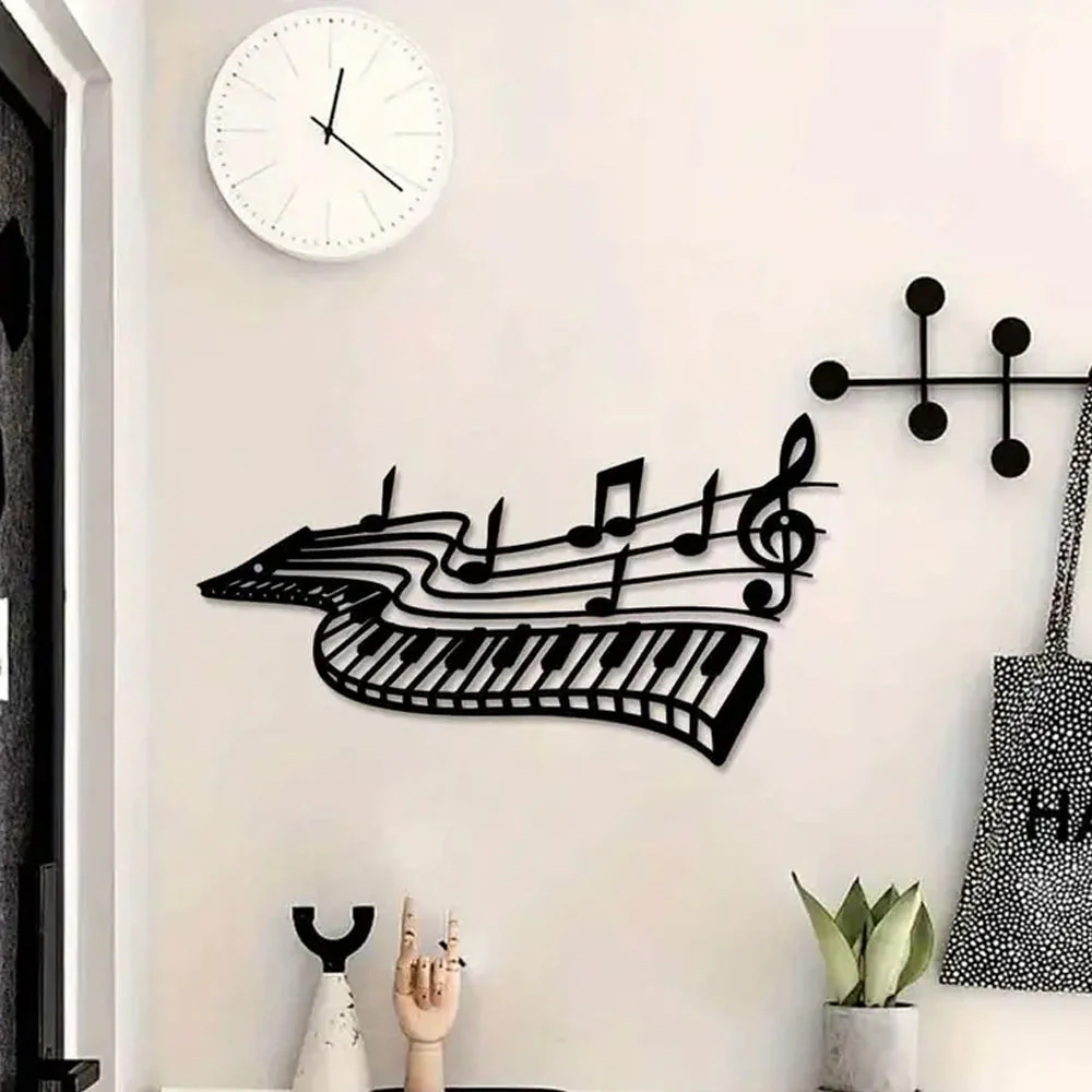 Piano avec des Notes de Musique Plaque en Métal Décoratif Mural - Image 3