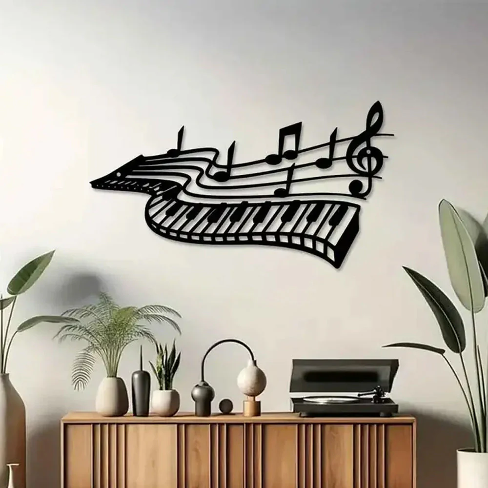 Piano avec des Notes de Musique Plaque en Métal Décoratif Mural - Image 4
