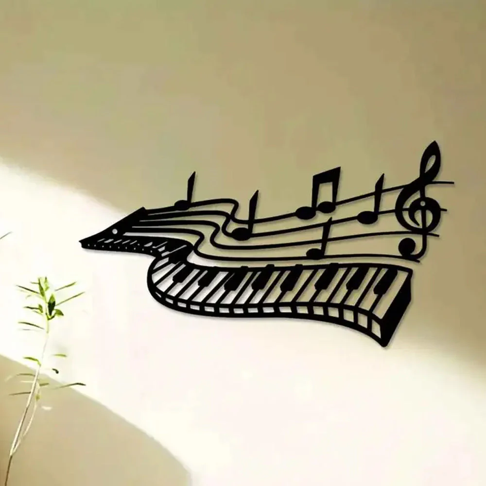 Piano avec des Notes de Musique Plaque en Métal Décoratif Mural - Image 5