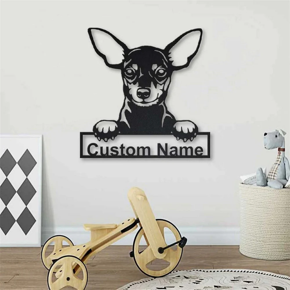 Pinscher Nain Art en Métal Plaque de Nom en Métal Personnalisée