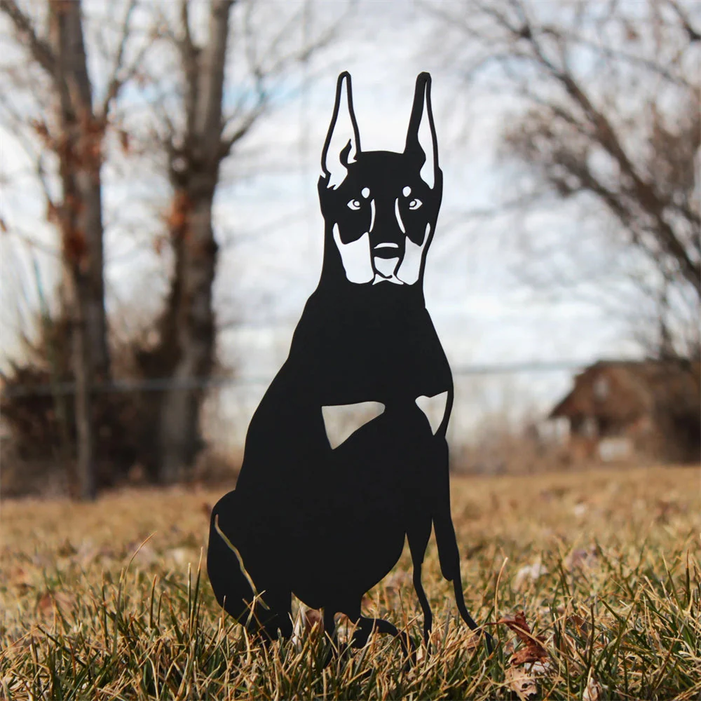 Pinscher Nain Silhouette de Chien en Métal Noir
